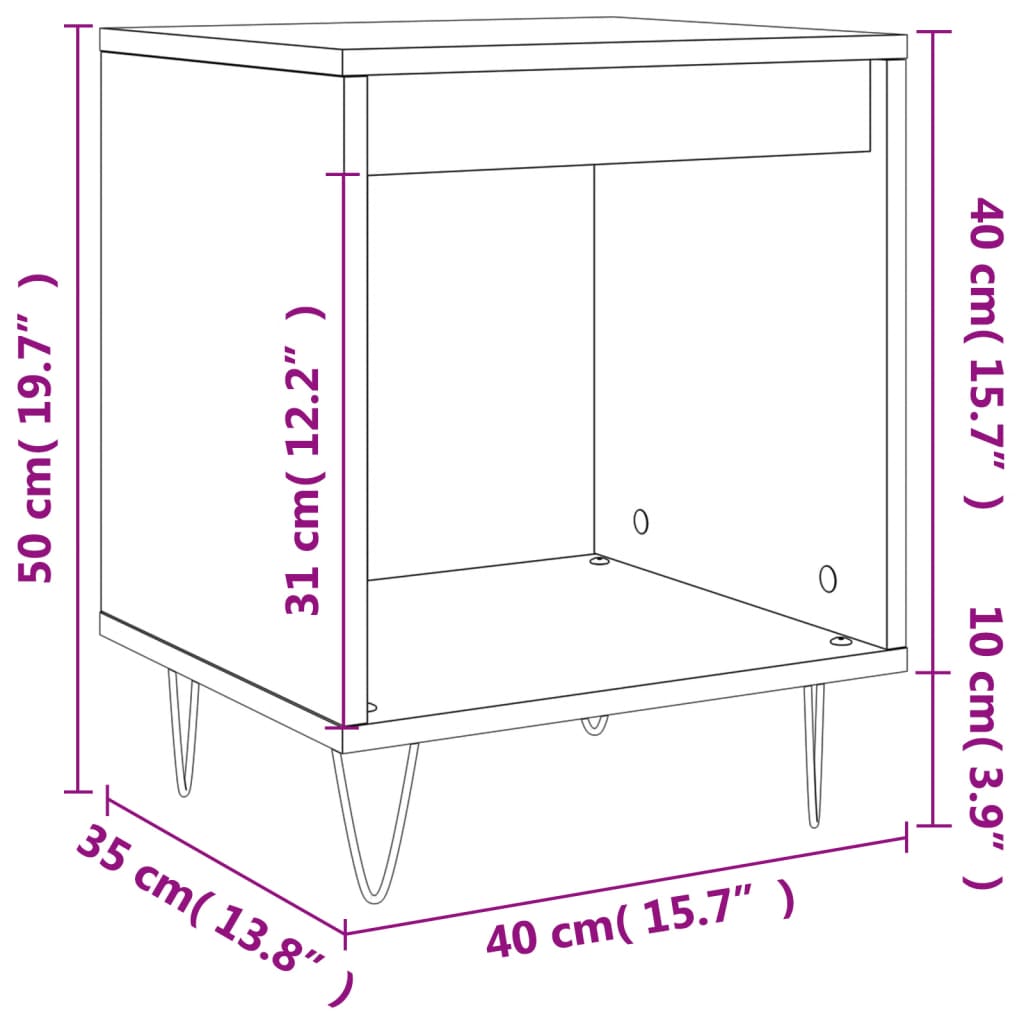 vidaXL sengeborde 2 stk. 40x35x50 cm konstrueret træ hvid