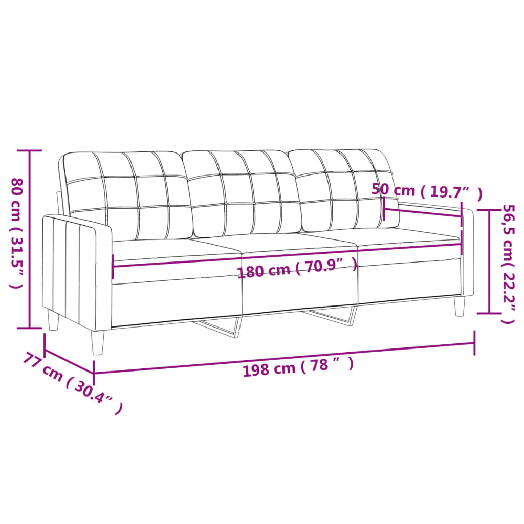 vidaXL 3-personers sofa 180 cm stof mørkegrå