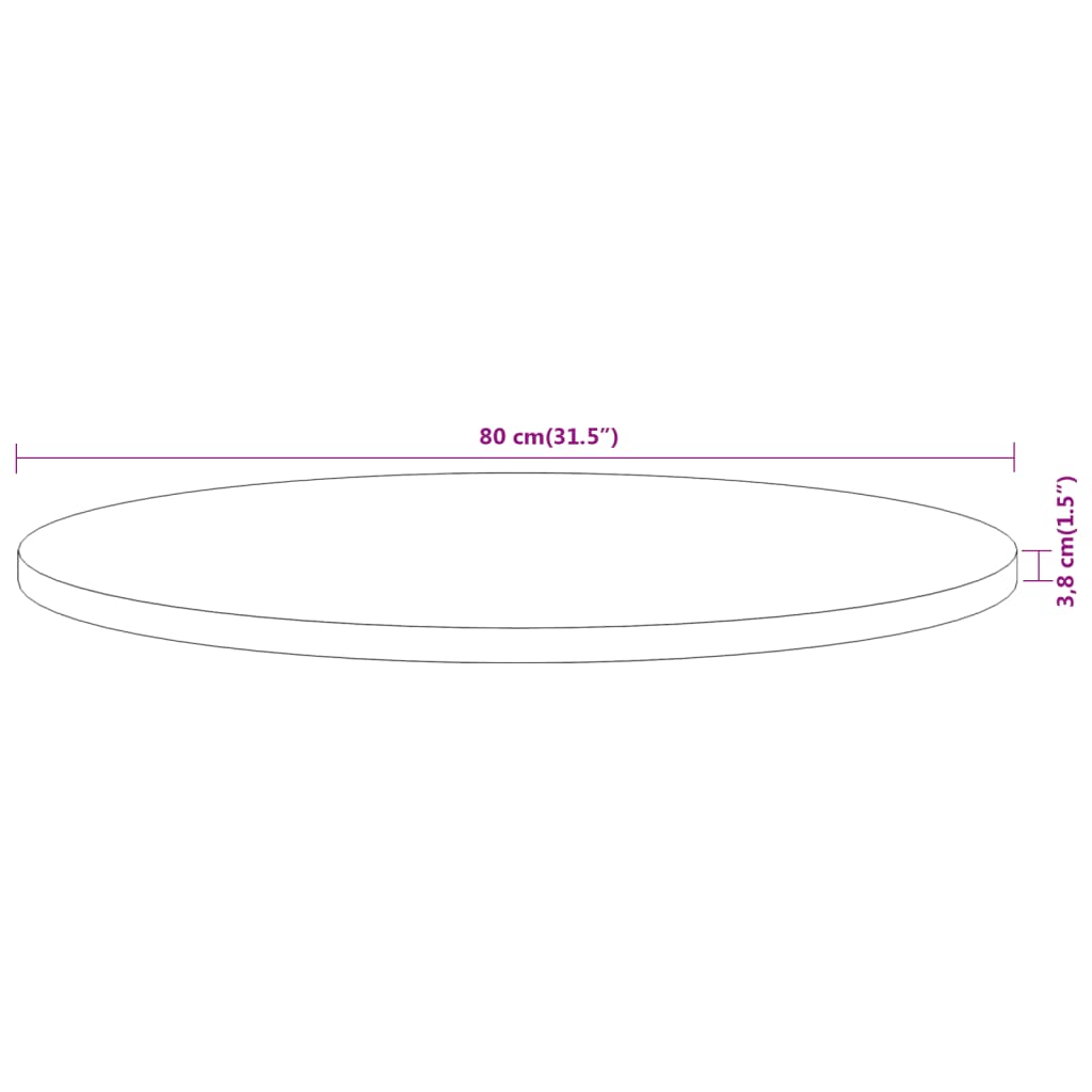 vidaXL bordplade Ø80x3,8 cm rund massivt akacietræ