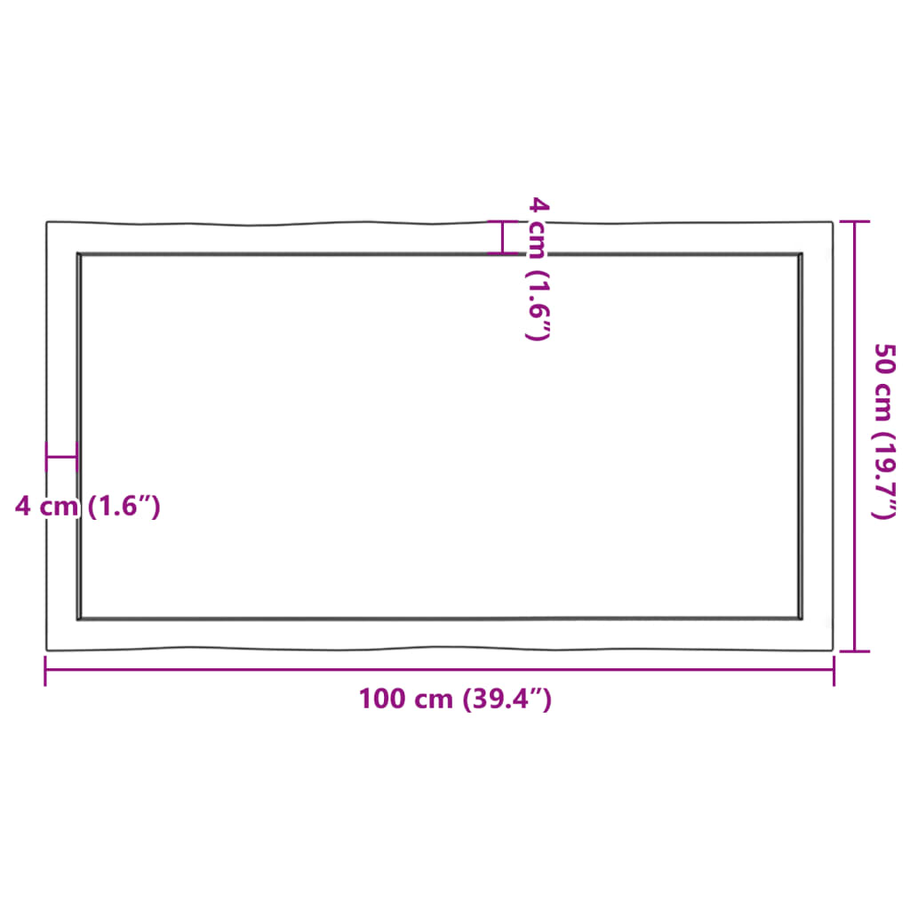 vidaXL bordplade 100x50x(2-6) cm naturlig kant behandlet træ mørkebrun