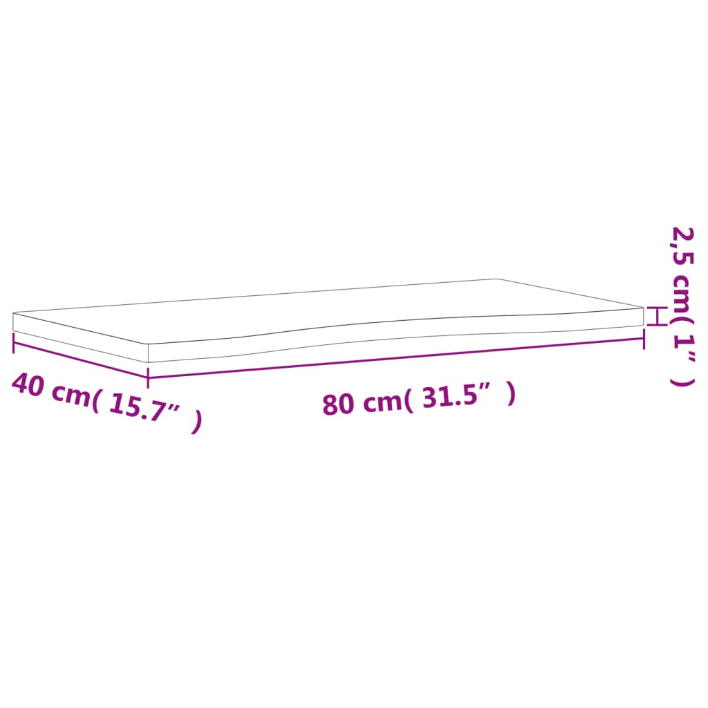 vidaXL skrivebordsplade 80x(36-40)x2,5 cm massivt bøgetræ