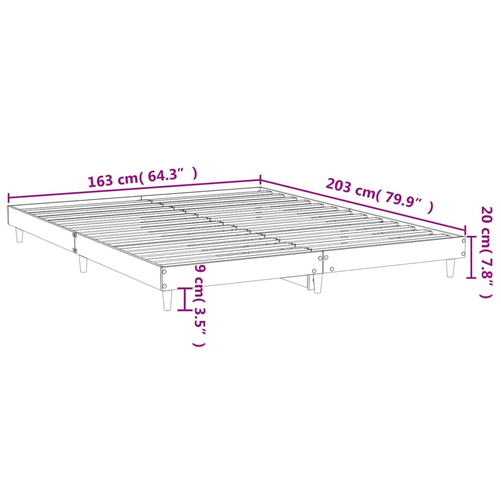 vidaXL sengeramme 160x200 cm uden madras konstrueret træ sonoma-eg