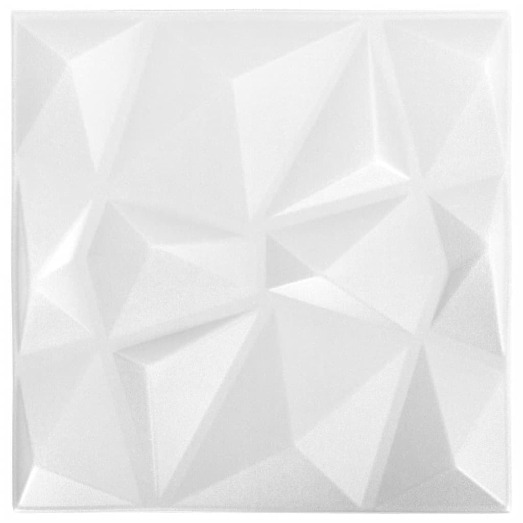 vidaXL 3D-vægpaneler 12 stk. 50x50 cm 3 m² diamant hvid