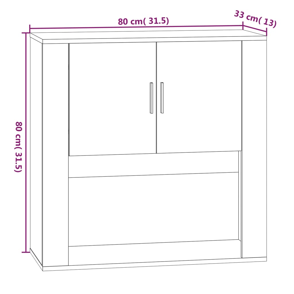 vidaXL vægskab 80x33x80 cm konstrueret træ hvid