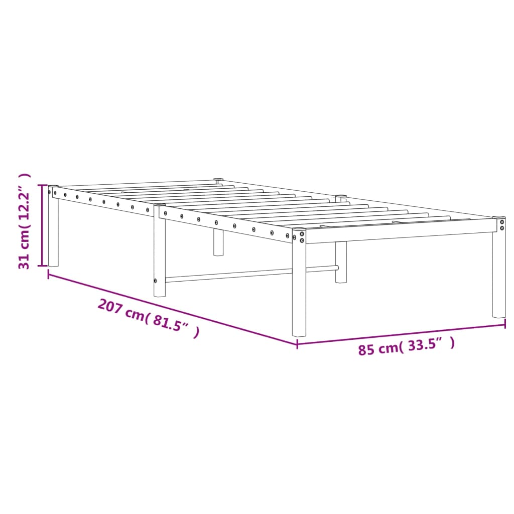 vidaXL sengeramme 80x200 cm metal hvid