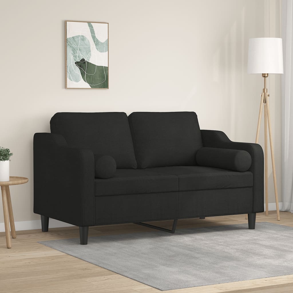 vidaXL 2-personers sofa med pyntepuder 120 cm stof sort