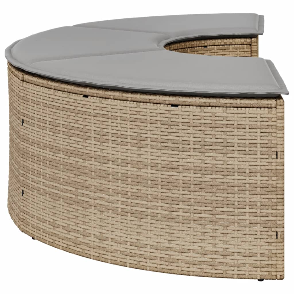 vidaXL haveskammel med hynde polyrattan beige