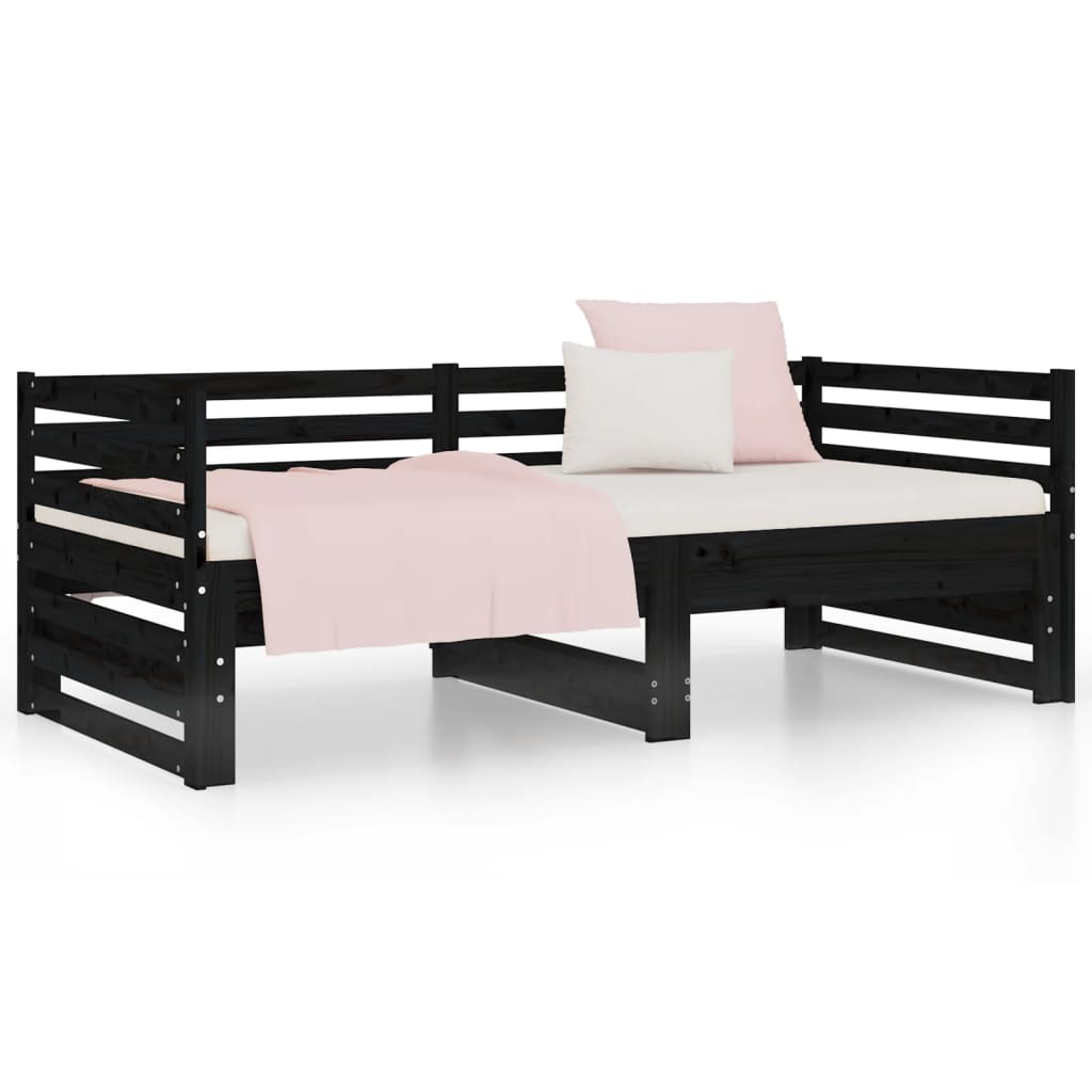 vidaXL daybed med udtræk 2x(80x200) cm massivt fyrretræ sort