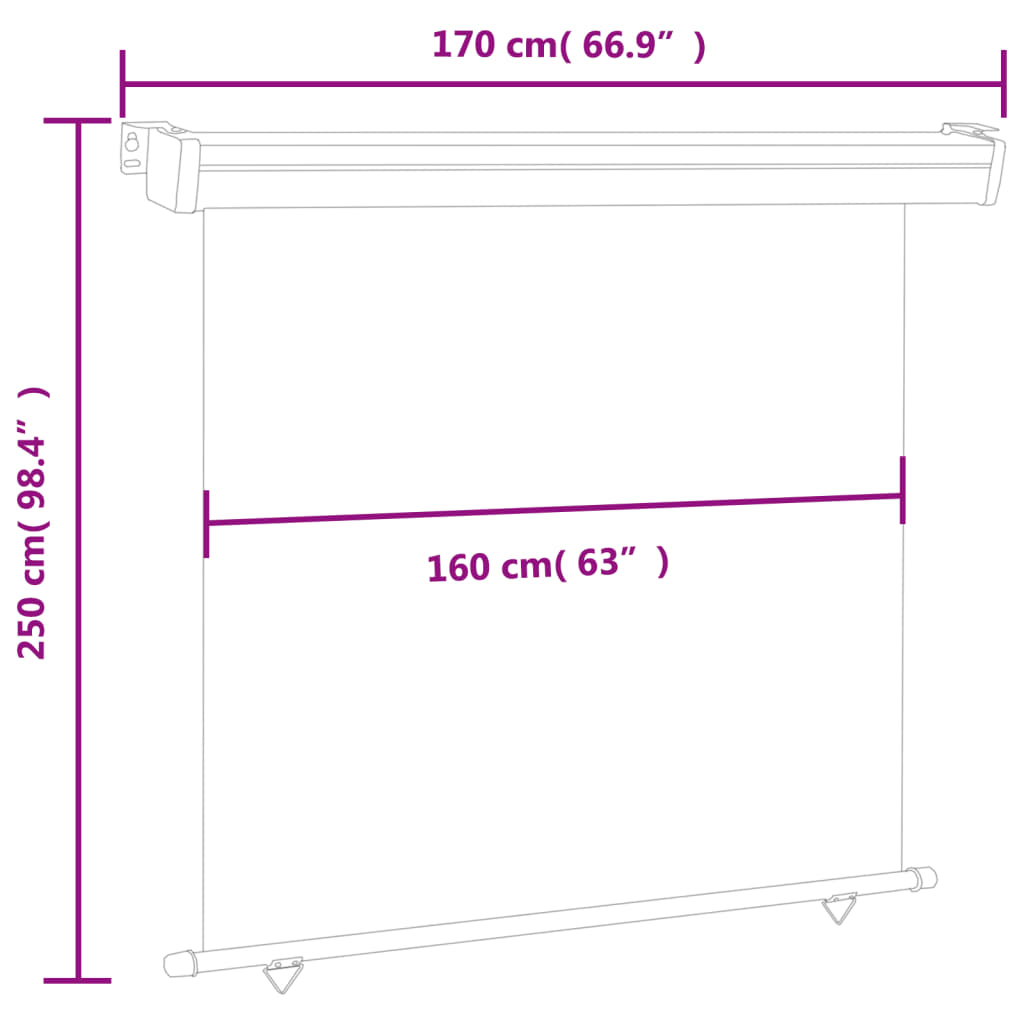 vidaXL sidemarkise til altan 175x250 cm sort