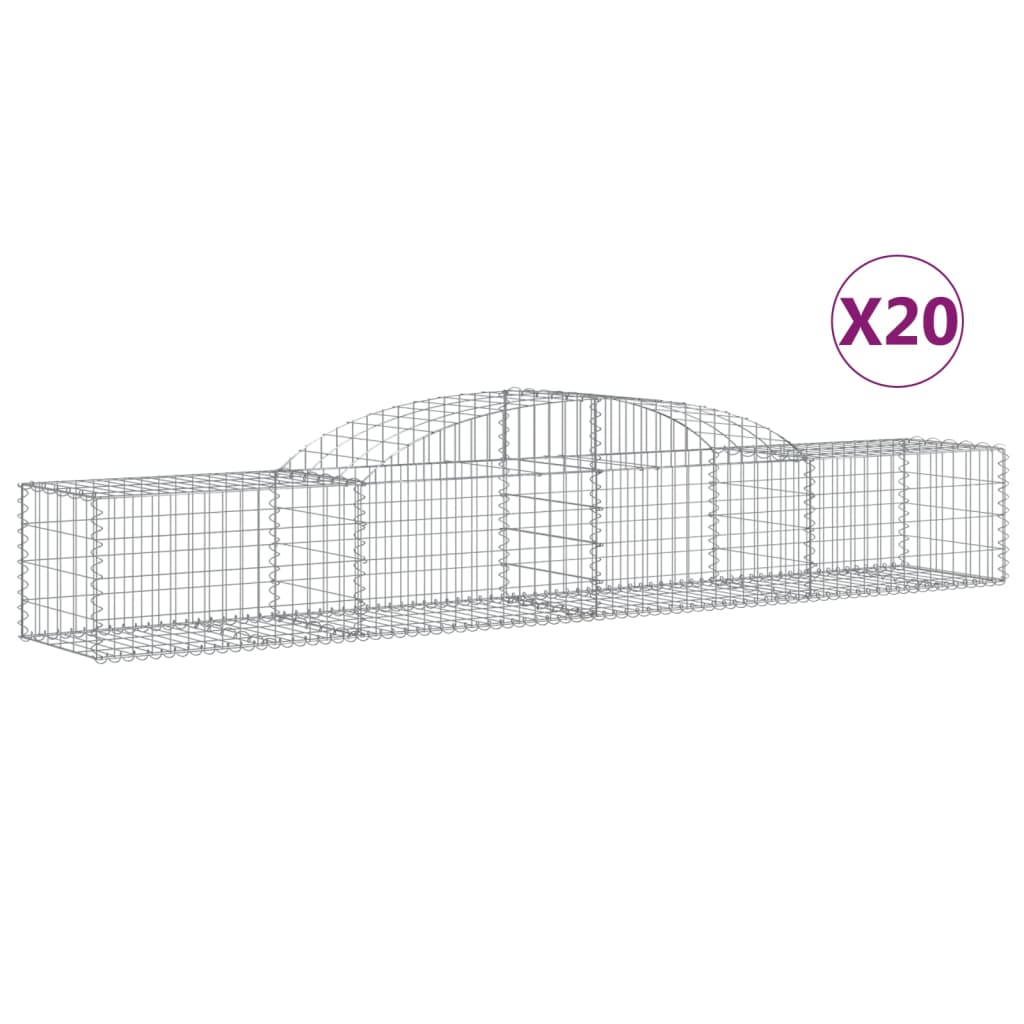 vidaXL buede gabionkurve 20 stk. 300x50x40/60 cm galvaniseret jern