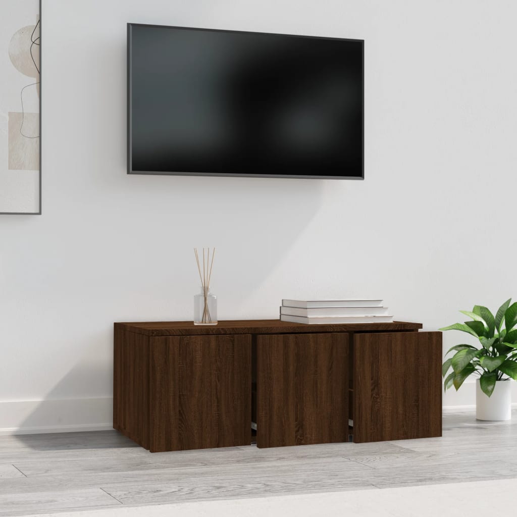 vidaXL tv-bord 80x34x30 cm konstrueret træ brun egetræsfarve