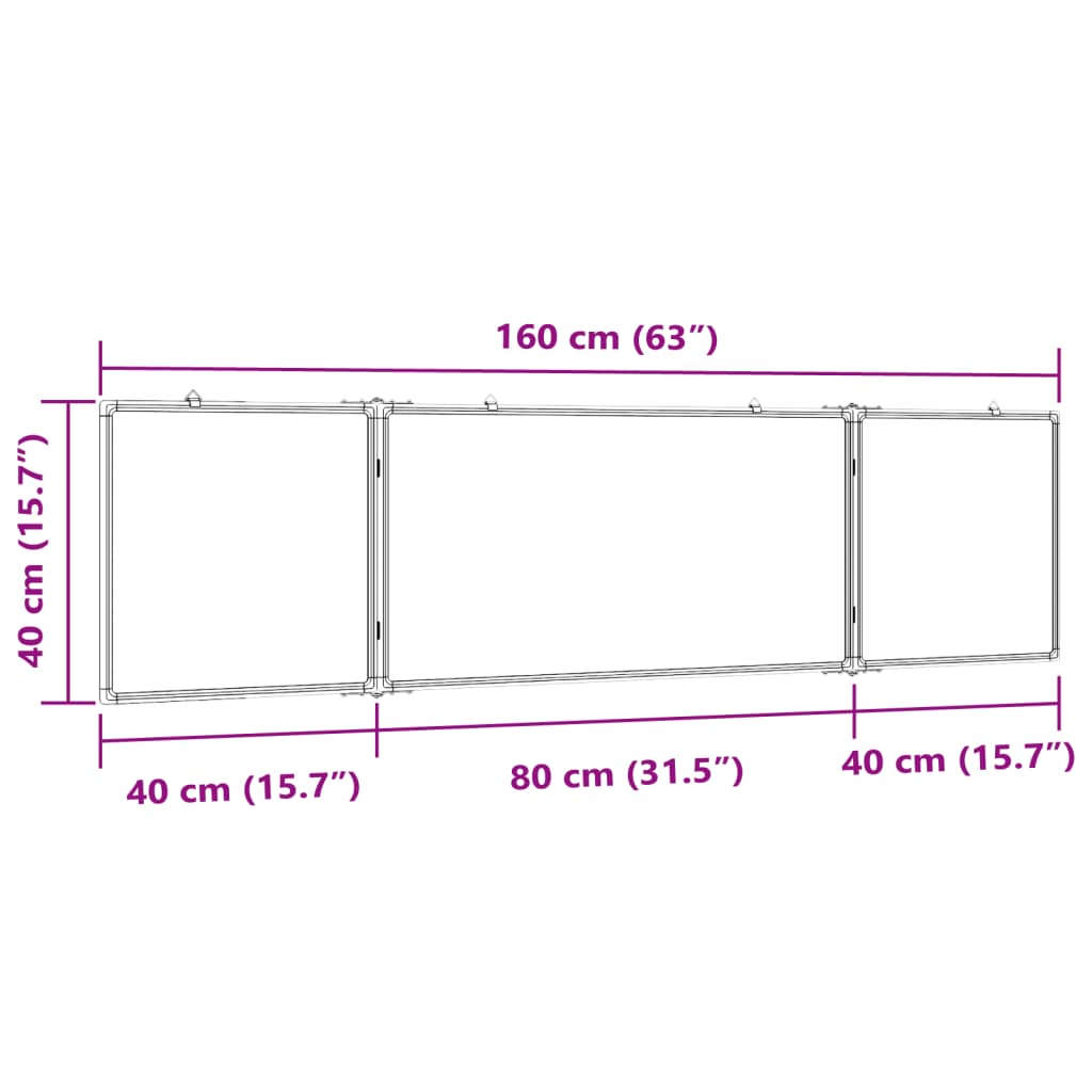 vidaXL magnetisk whiteboard 160x40x1,7 cm foldbart aluminium