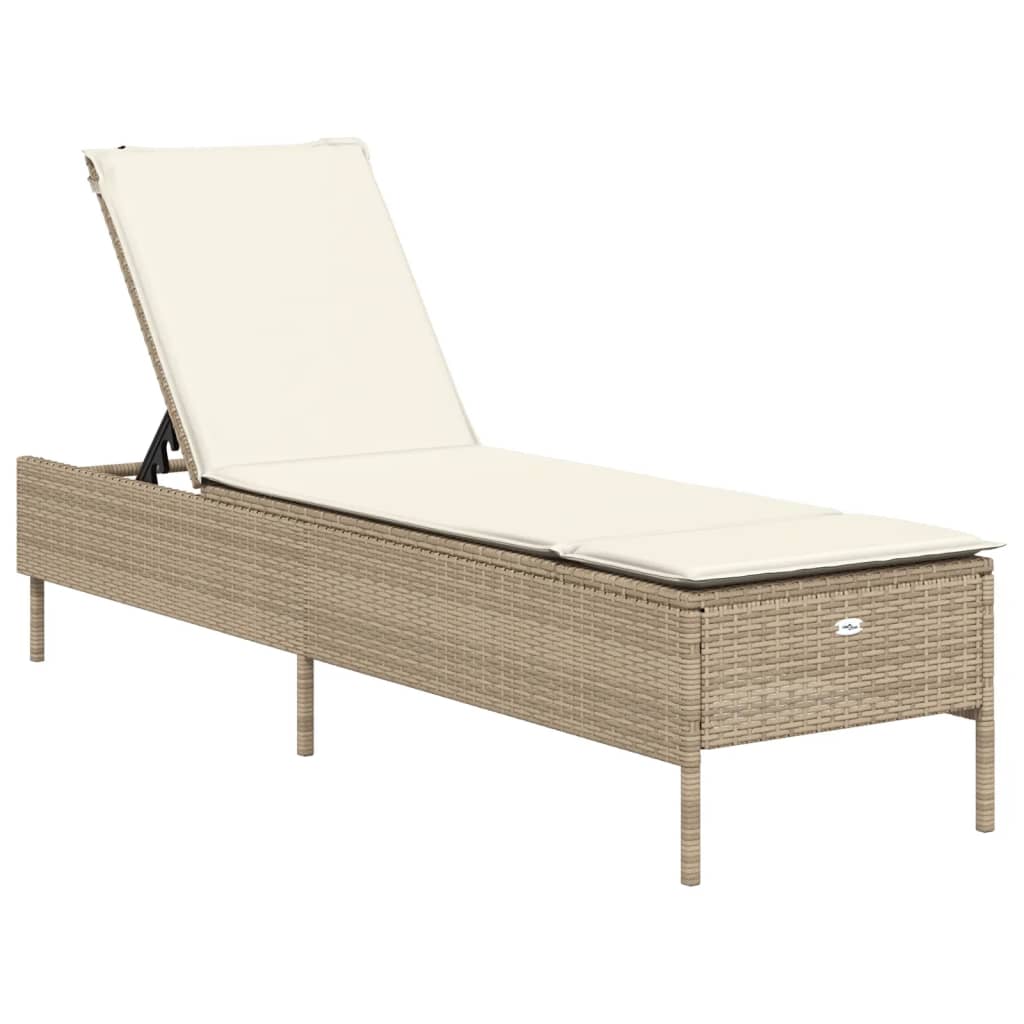 vidaXL liggestole 2 stk. med hynder polyrattan beige