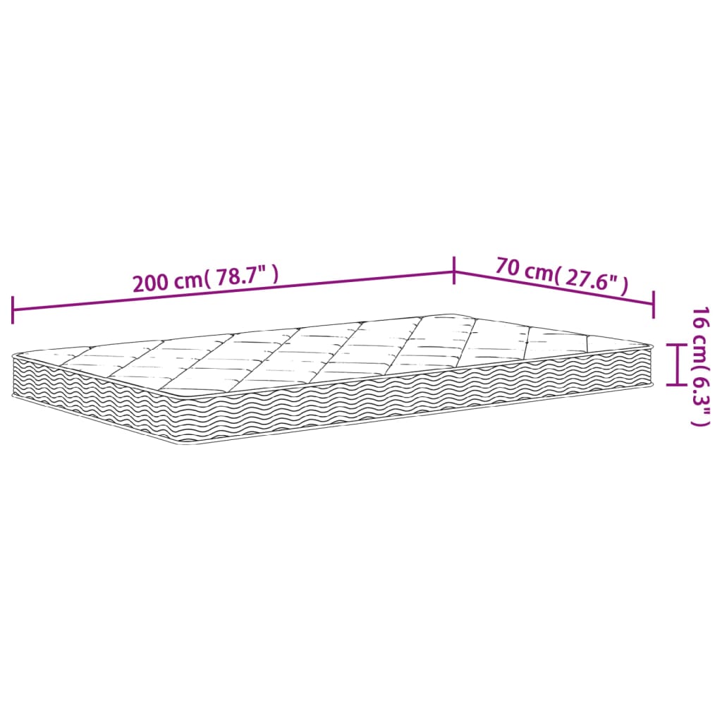 vidaXL skummadras 70x200 cm medium blød