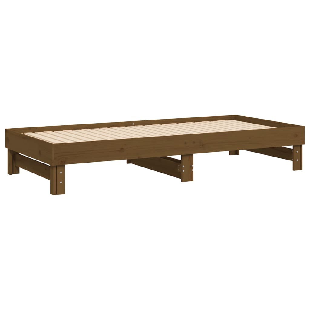 vidaXL daybed med udtræk 2x(80x200) cm massivt fyrretræ gyldenbrun