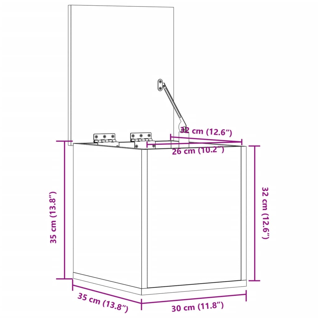 vidaXL opbevaringsboks 30x35x35 cm konstrueret træ sort