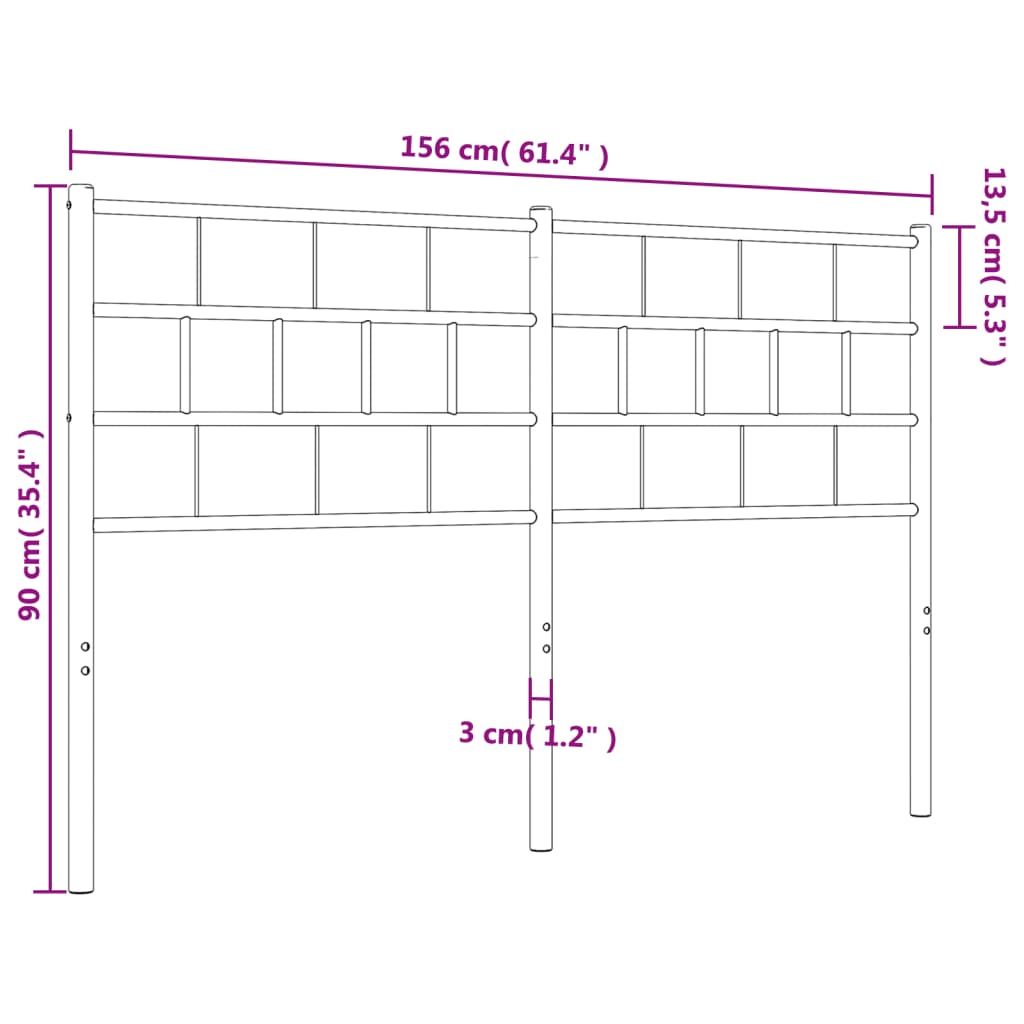 vidaXL sengegavl 150 cm metal hvid