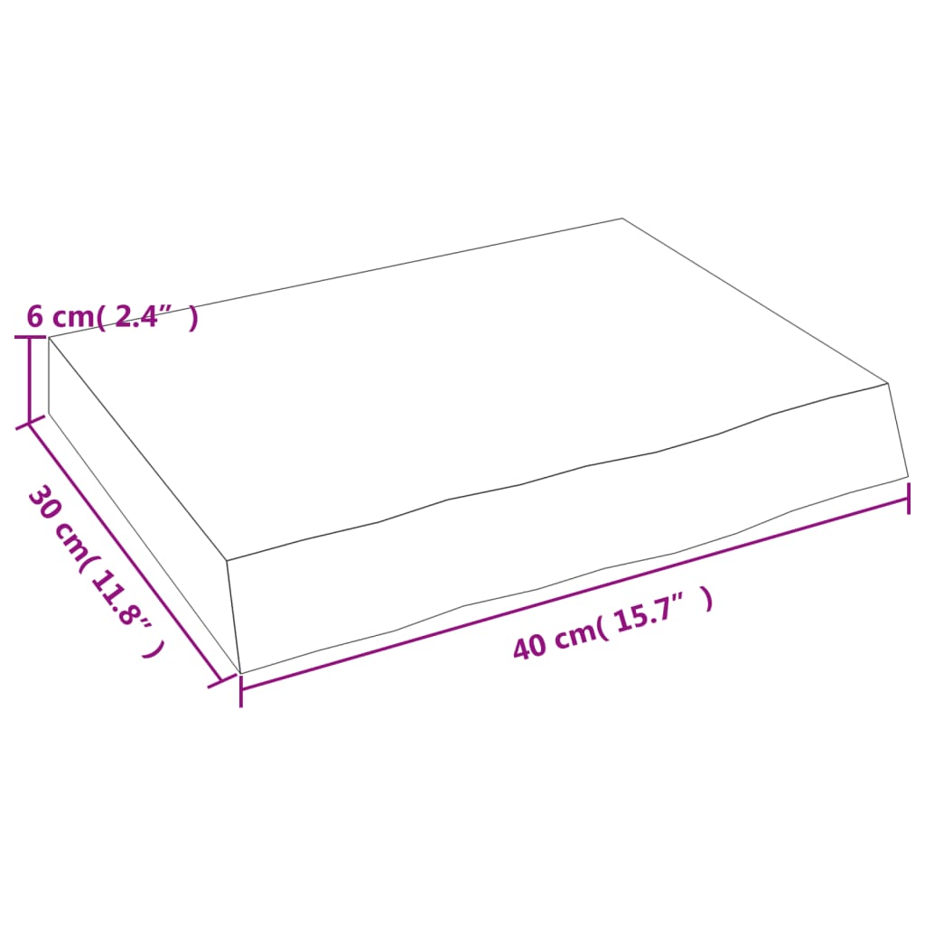 vidaXL bordplade til badeværelse 40x30x(2-6) cm massivt træ lysebrun