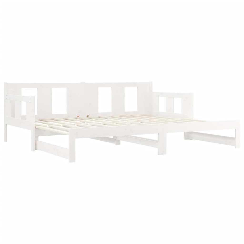 vidaXL daybed med udtræk 2x(90x190) cm massivt fyrretræ hvid