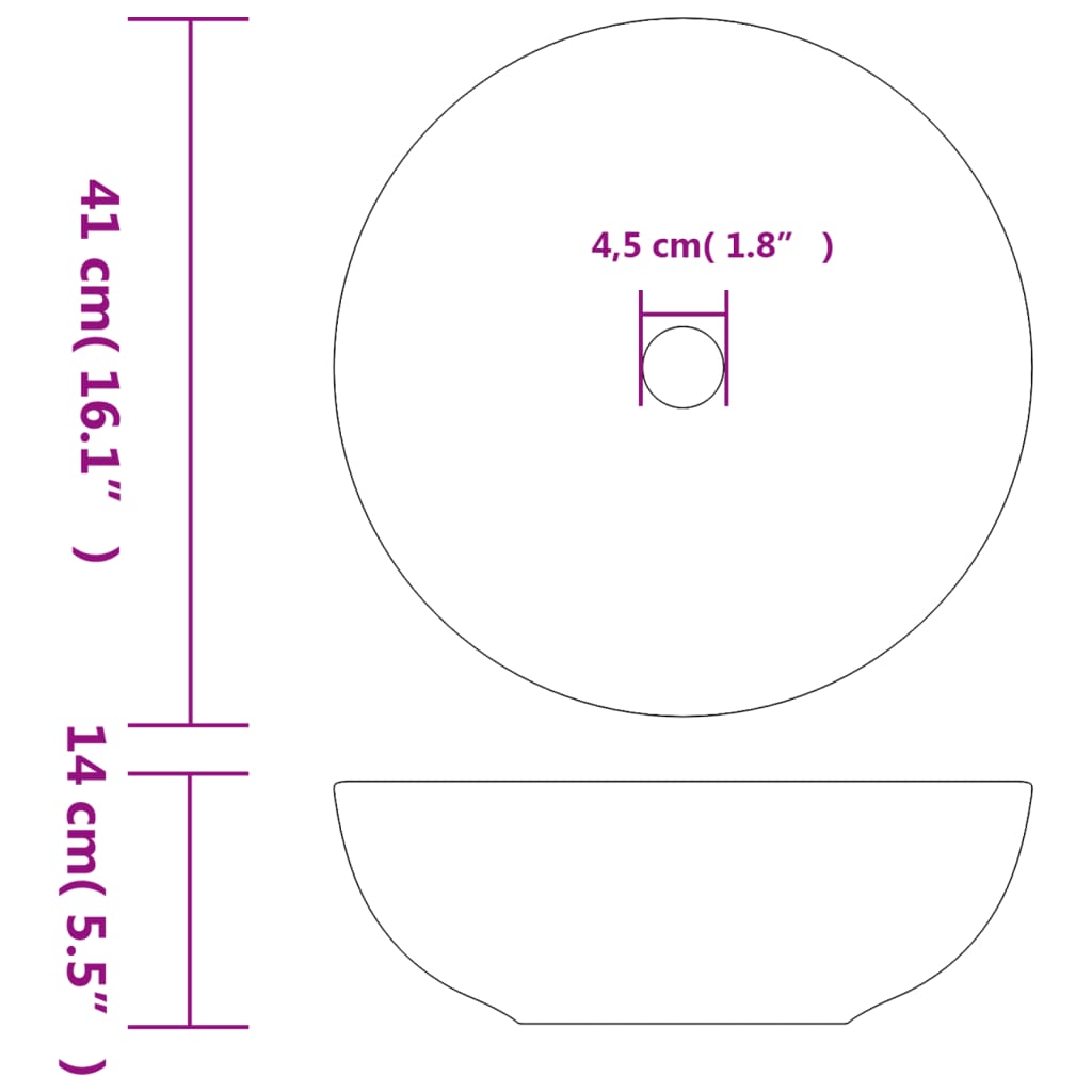 vidaXL håndvask til bordplade Φ41x14 cm rund keramik hvid og blå