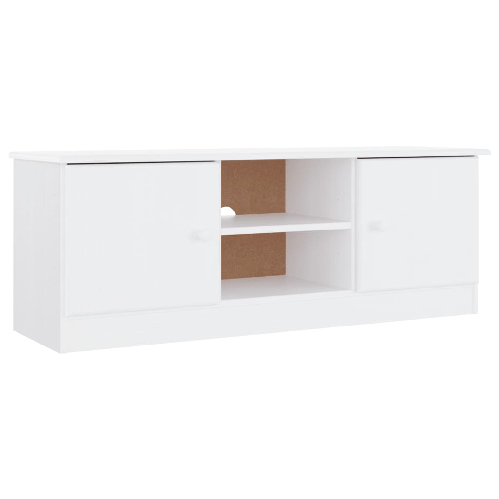 vidaXL sengebord ALTA 112x35x41 cm massivt fyrretræ hvid