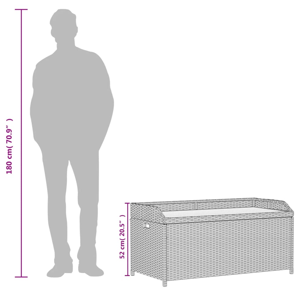 vidaXL opbevaringsbænk 100x50x52 cm polyrattan og akacietræ sort