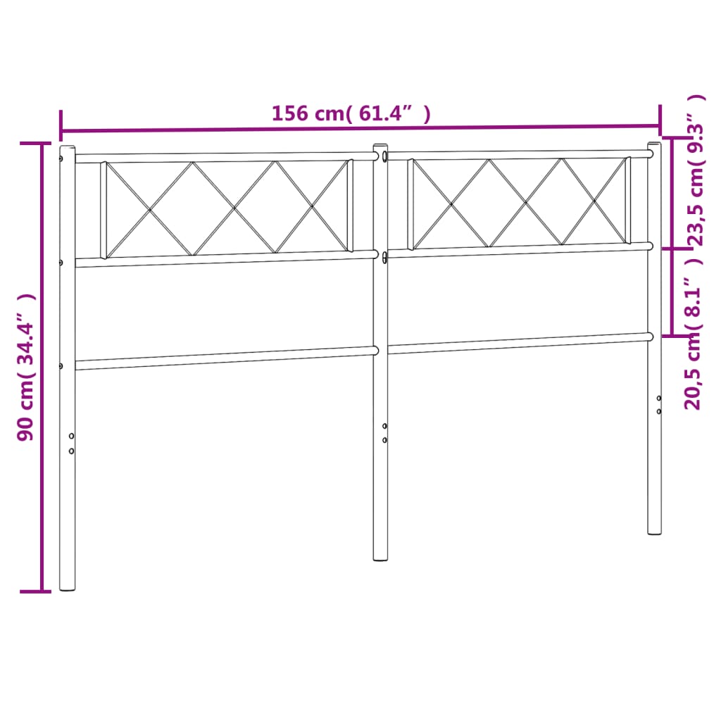 vidaXL sengegavl 150 cm metal hvid