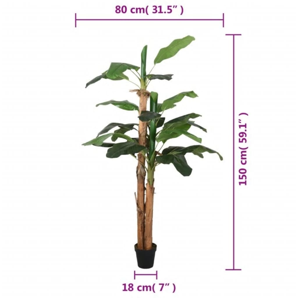 vidaXL kunstigt banantræ 18 blade 150 cm grøn