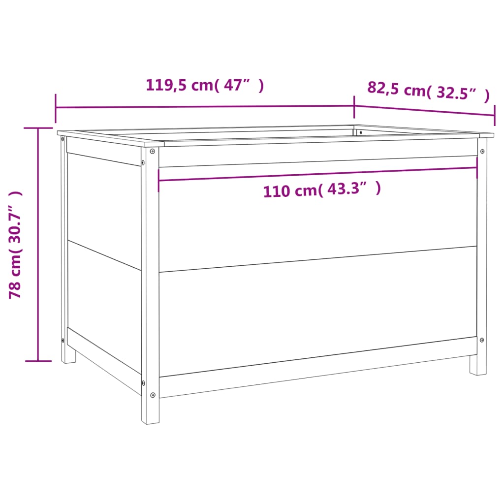 vidaXL højbed 119,5x82,5x78 cm massivt fyrretræ hvid