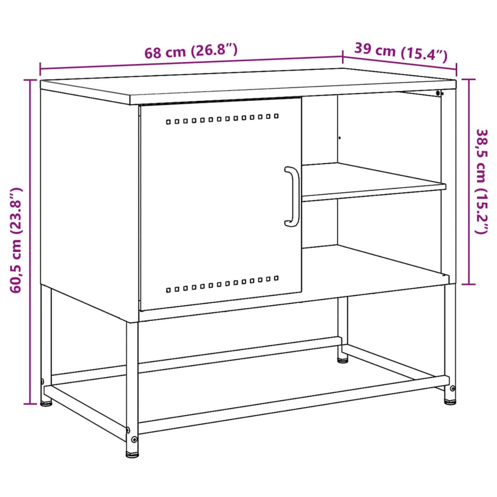 vidaXL tv-bord 100,5x39x60,5 cm stål olivengrøn