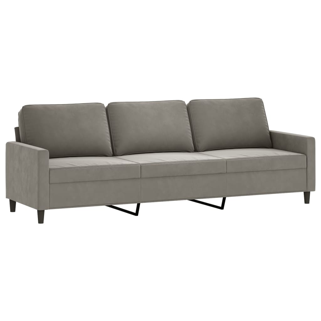 vidaXL 3-personers sofa 210 cm fløjl lysegrå