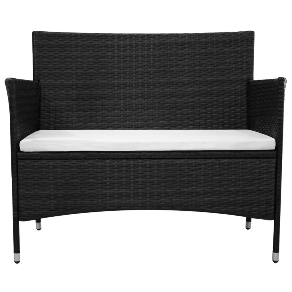 vidaXL havebænk 90 cm polyrattan sort