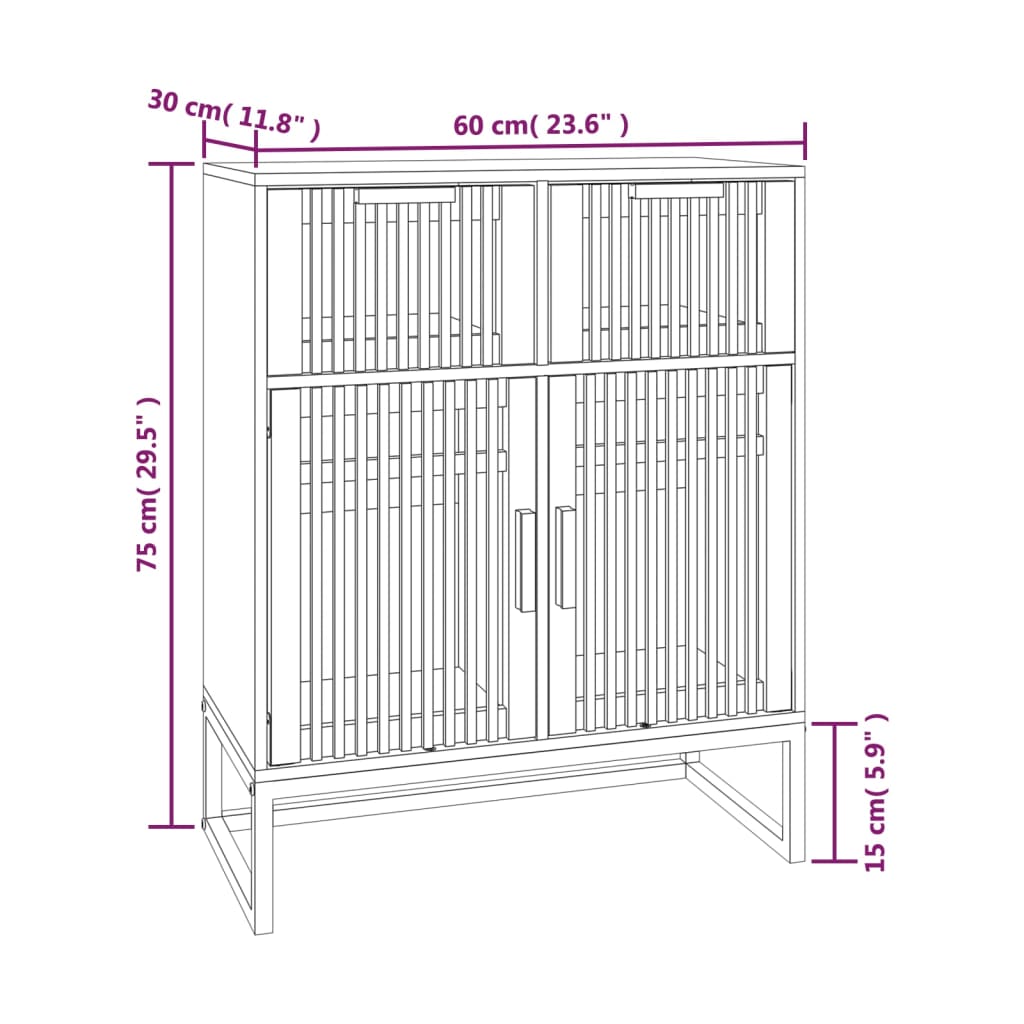 vidaXL skænk 60x30x75 cm konstrueret træ sort