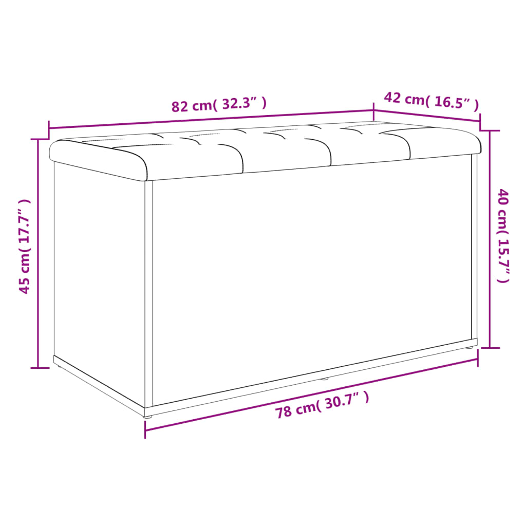 vidaXL opbevaringsbænk 82x42x45 cm konstrueret træ brun egetræsfarve