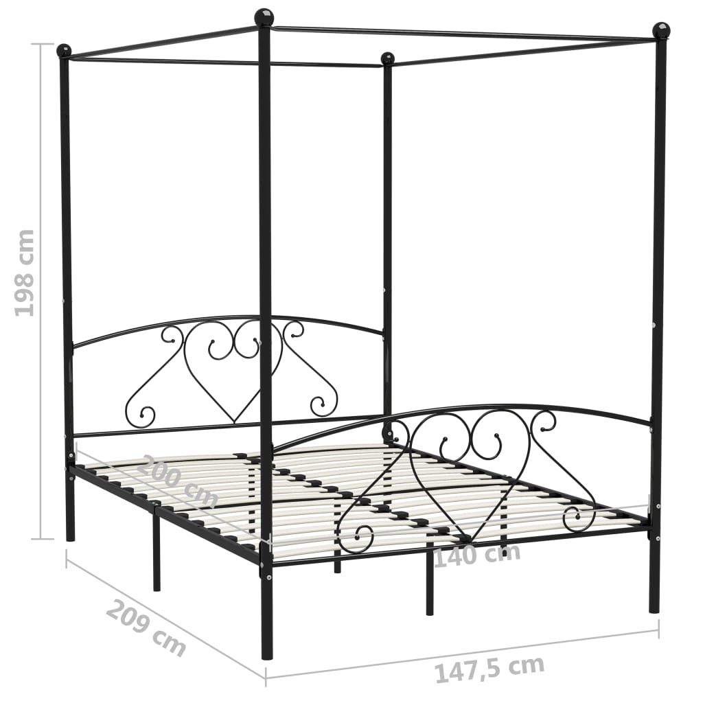 vidaXL sengestel til himmelseng 140 x 200 cm metal sort