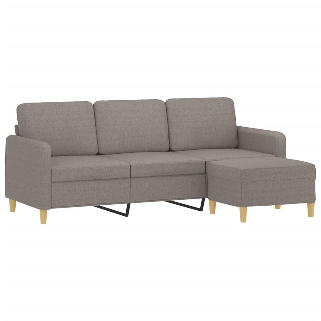 vidaXL 3-personers sofa med fodskammel 180 cm stof Gråbrun