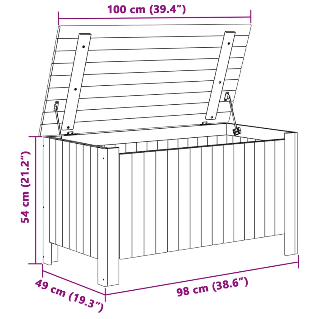 vidaXL opbevaringsboks med låg RANA 100x49x54 cm massivt fyrretræ hvid