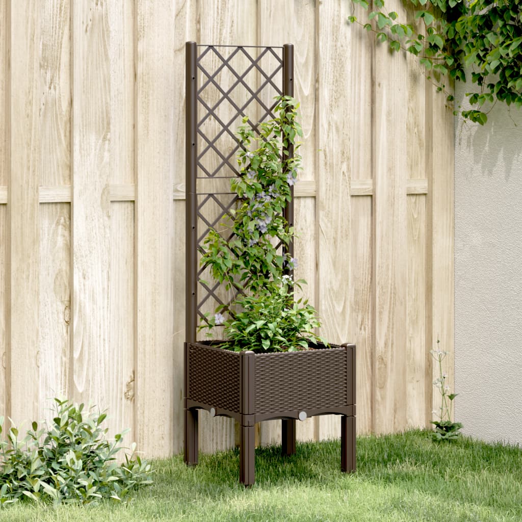 vidaXL plantekasse med espalier 40x40x142 cm PP brun