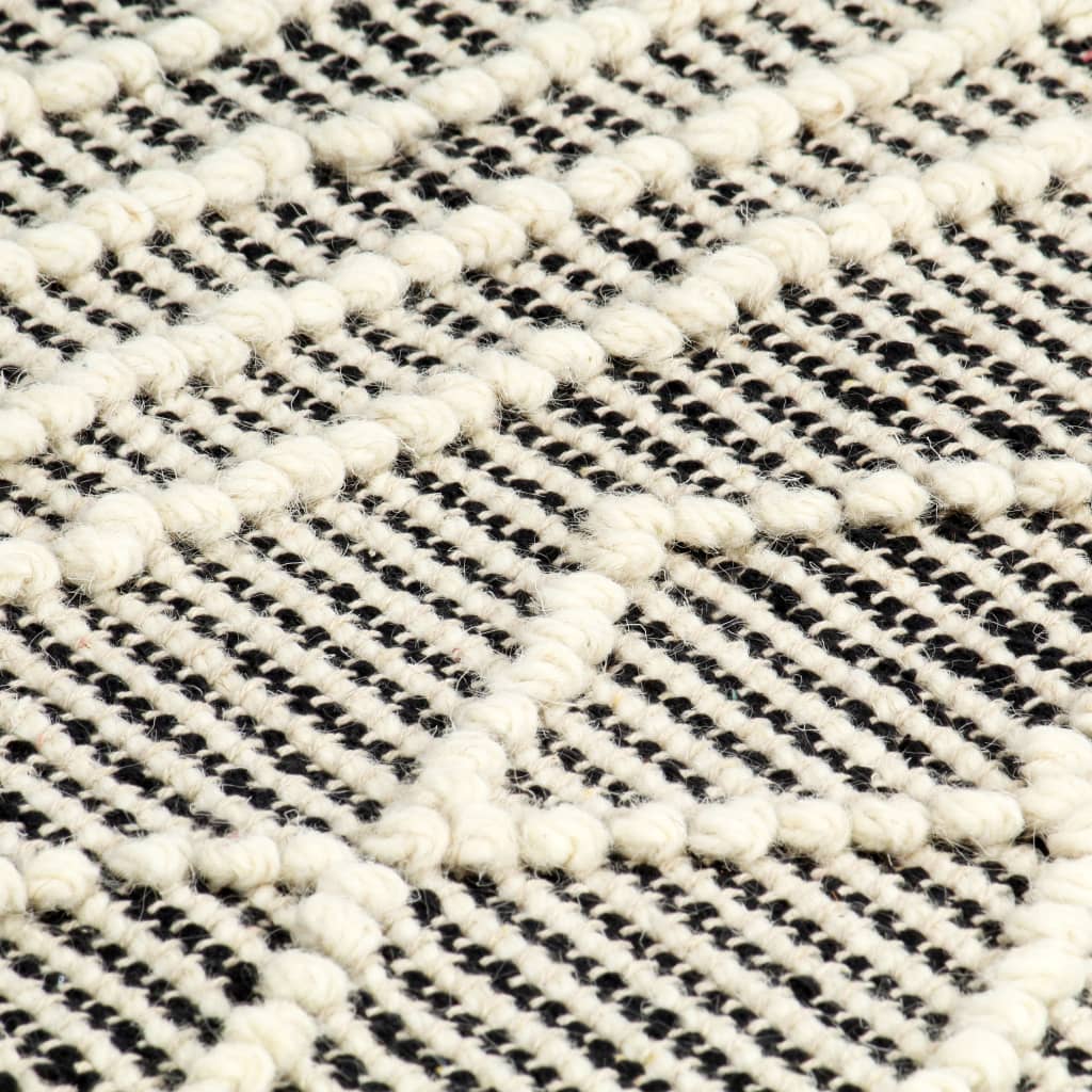vidaXL gulvtæppe 140 x 200 cm håndvævet uld sort/hvid