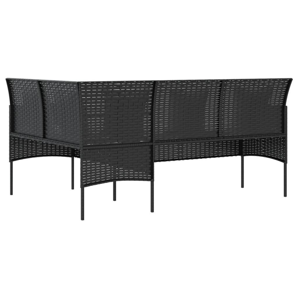 vidaXL L-formet sofa med hynder polyrattan sort