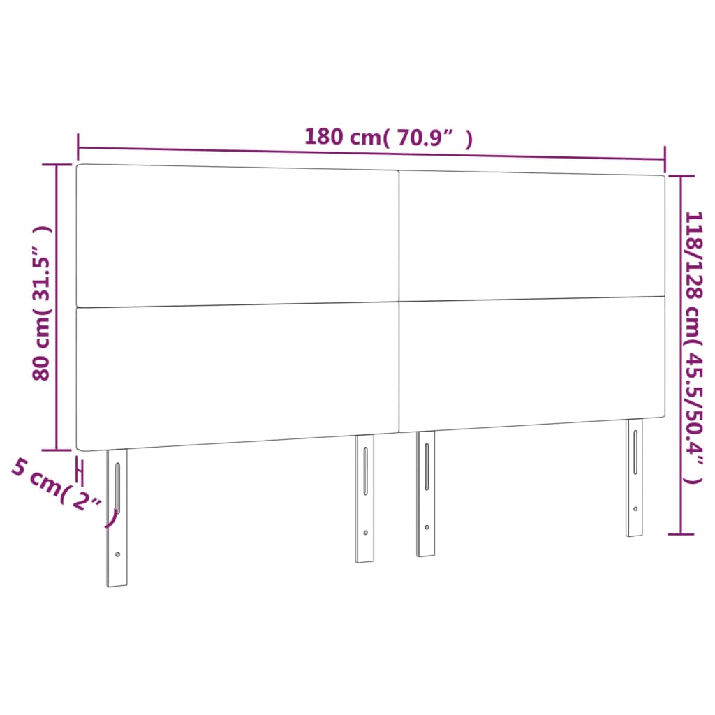 vidaXL sengegavl med LED-lys 180x5x118/128 cm stof blå