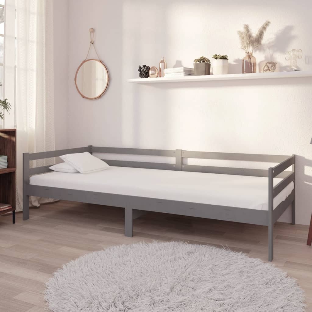 vidaXL daybed med madras 90x200 cm massivt fyrretræ grå