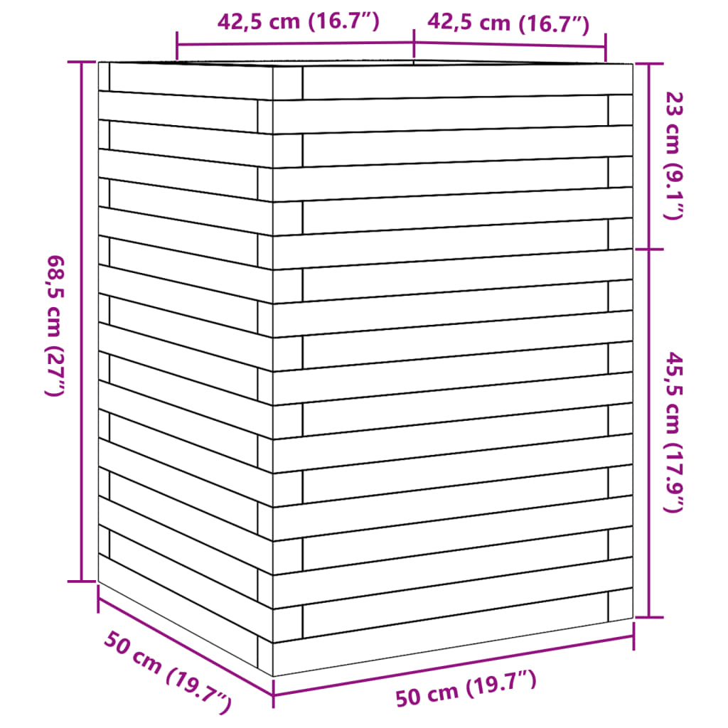 vidaXL plantekasse 50x50x68,5 cm imprægneret fyrretræ