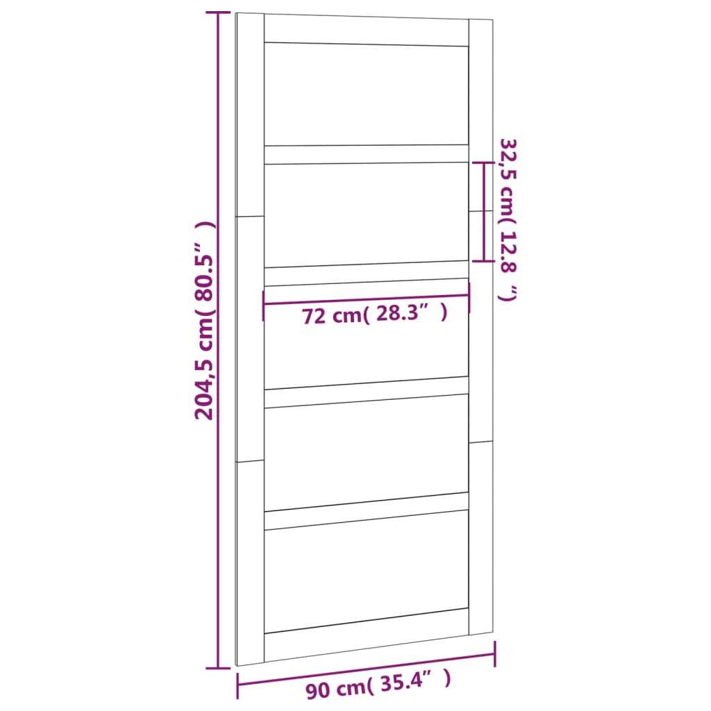 vidaXL skydedør 90x1,8x204,5 cm massivt fyrretræ