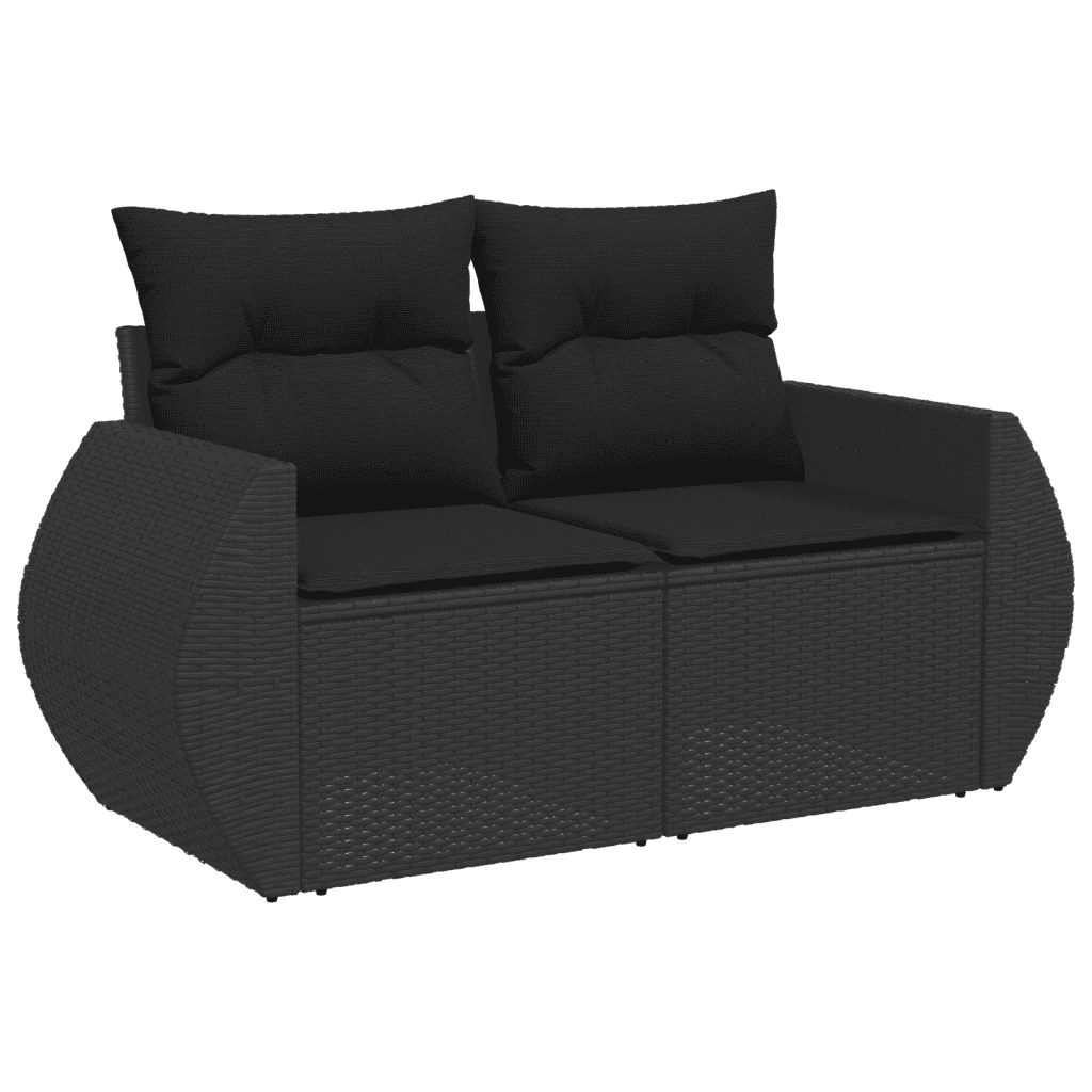 vidaXL sofasæt til haven 7 dele med hynder polyrattan sort