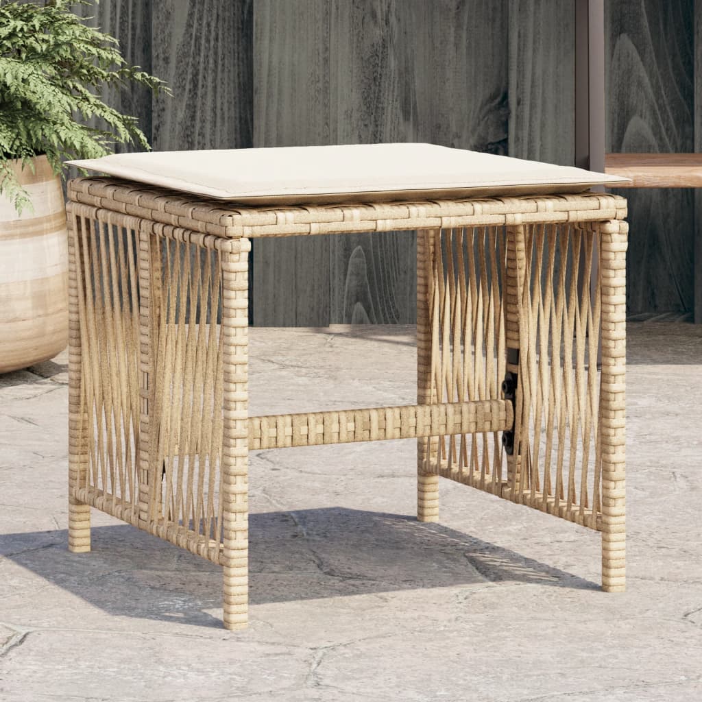 vidaXL haveskamler 4 stk. med hynder 41x41x36 cm polyrattan beige