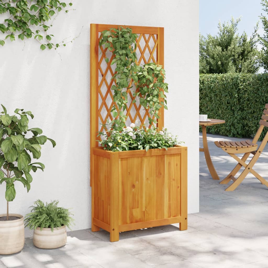 vidaXL plantekasse med espalier 55x29,5x132 cm massivt akacietræ