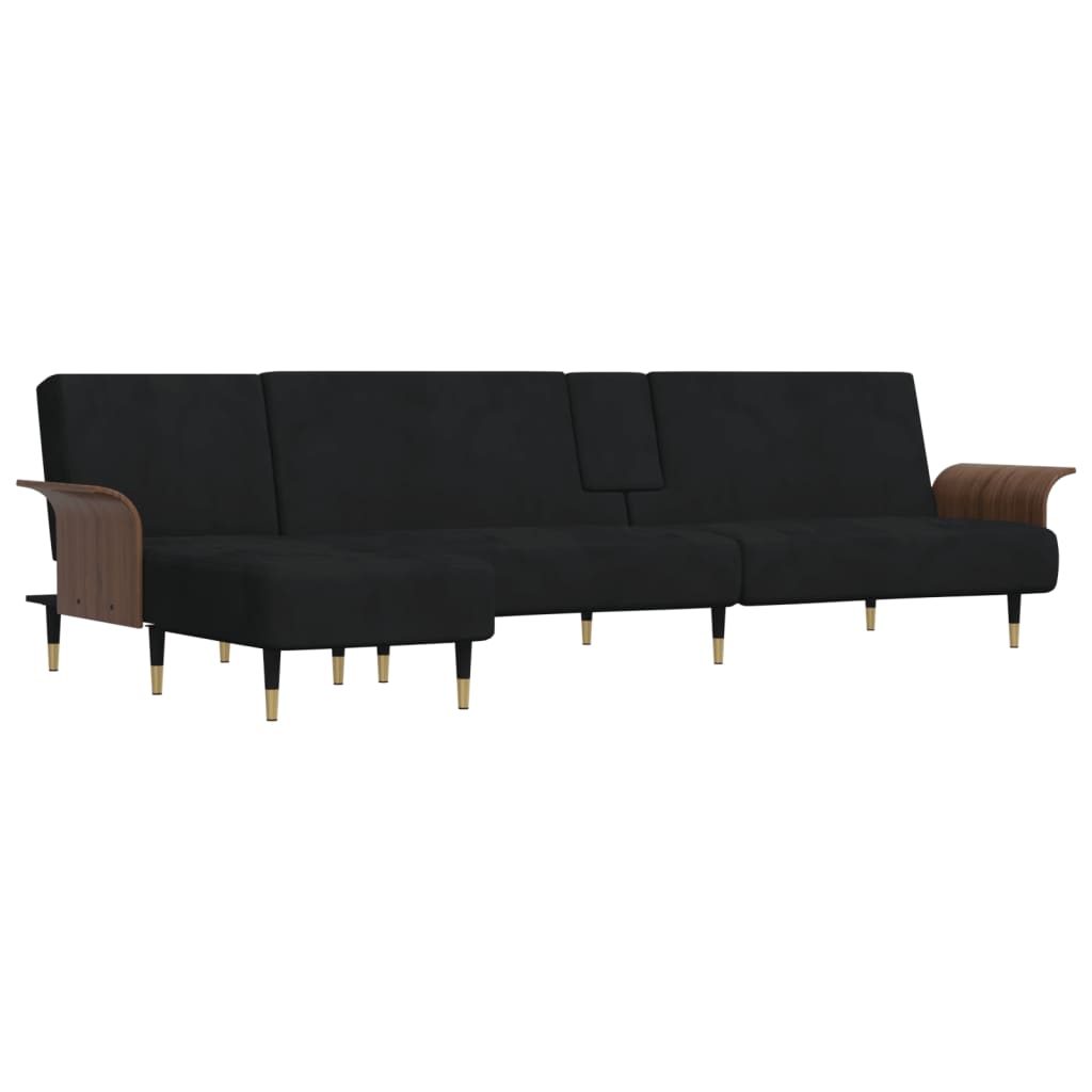 vidaXL L-formet sovesofa 279x140x70 cm velour sort