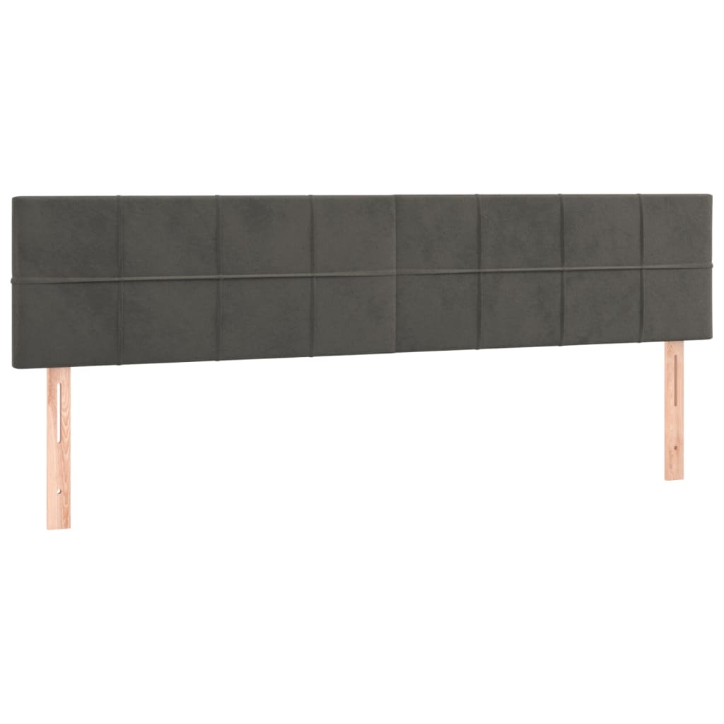 vidaXL sengegavl med LED-lys 200x5x78/88 cm velour mørkegrå