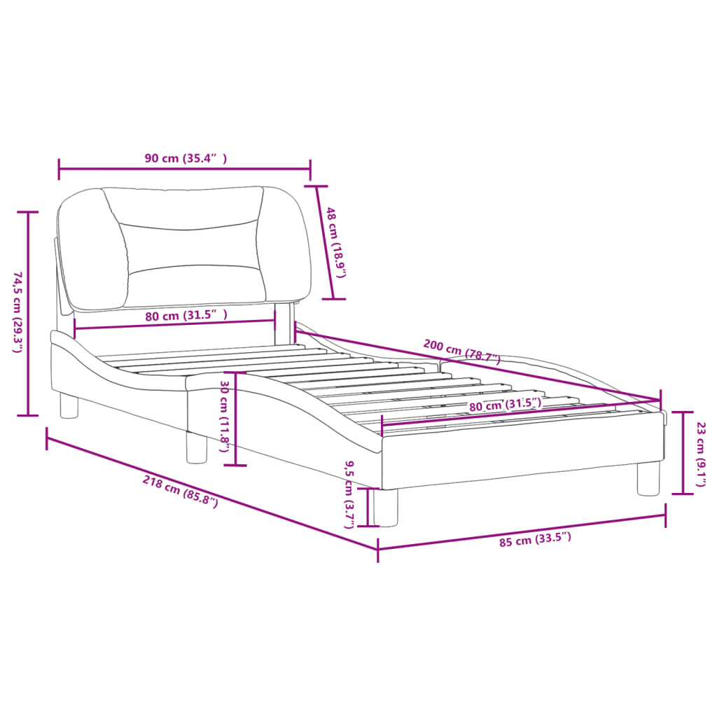 vidaXL sengeramme med sengegavl 80x200cm stof mørkegrå